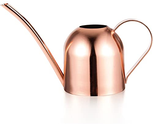 Fasmov Stainless Steel Watering Can, Small Modern Style Watering Pot, 15oz/450ml Plant Watering Can with Long Spout to Prevent Spillage, Perfect for Outdoor and Indoor Plants (Copper)
