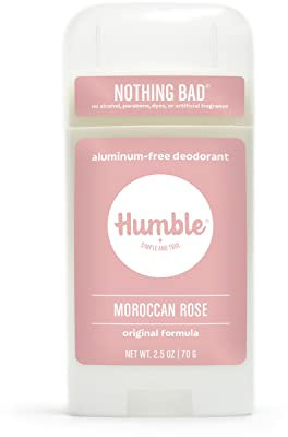 HUMBLE SIMPLE AND TRUE. Humble Brands Original Deodorant without Aluminium - Long-Lasting Odour Control with Sodium Bicarbonate and Essential Oils - Moroccan Rose, Pack of 1