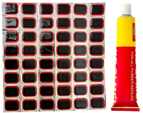 Laxzo ® 48 Pcs Bicycle Inner Tube Puncture Repair Kit Rubber Square Patch With Glue Bike Tyre Repair Bike Tire Patch Repair Kit for Road Mountain Commuter Bikes Motorcycles Repairing