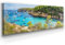Panorama Leinwand, Bucht mit Booten, Mallorca - als 150x50cm großes XXL Leinwandbild. Wandbild als Hintergrund und Deko für Wohnzimmer & Schlafzimmer. Aufgespannt auf 2cm Holzrahmen