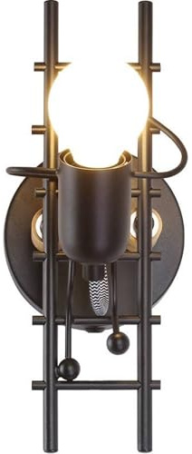 B·LED BARCELONA LED BarcelonaLED Applique murale humaniste vintage nordique créative industrielle rustique noire avec poupée articulée et échelle pour ampoule E27 intérieur chambre de jeune enfant