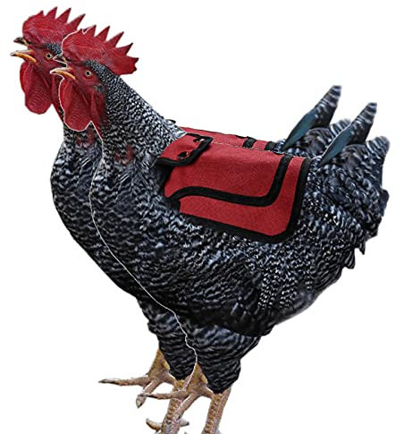 Grantien 2Stücke Warnweste Für Hühner, Hühnersattel Mit Verstellbarer Schnalle Für Federschutz, Oxford Rot 19 * 19cm