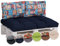 Beo Palettenkissen Set für Palettenmöbel | Made in EU | UV-beständige Lounge Kissen | 1x Palettenkissen 120 x 80 in Dunkel-Blau | 2X Palettenkissen Rückenkissen 60 x 40 mit maritimem Nautik-Muster