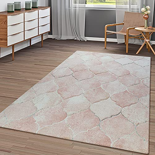 TT Home Orient Teppich Rosa Pink Beige Wohnzimmer Marokkanisches Design Waben Muster, Größe:80x300 cm