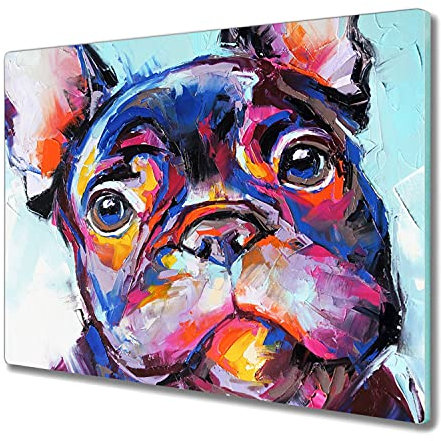 Coloray Planche à découper Induction Cuisson 60x52cm Protection Plaque Tapis de Découpe Avec Une Image Impression Verre Trempé Verre de Sécurité - chien de compagnie