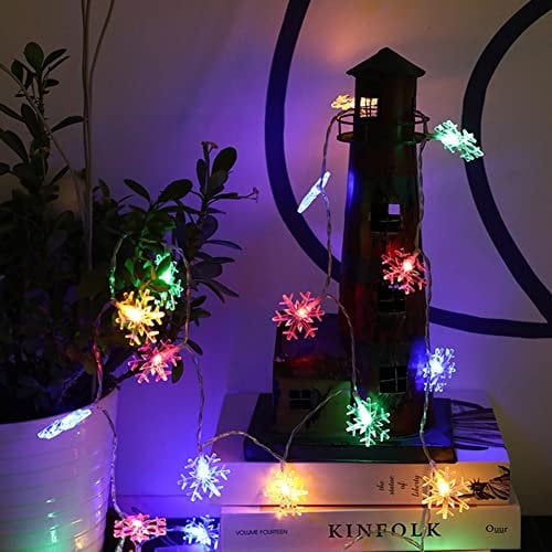 Uposao 3M 20 LED Schneeflocke Lichterkette, LED Lichtervorhang Lichter Batteriebetriebene Bunt Weihnachtsdekoration Lichter für Hochzeit Geburtstagsfeiern Garten Schlafzimmer Indoor&Outdoor