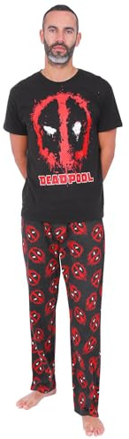 Marvel Pigiama lungo da uomo Deadpool nero rosso