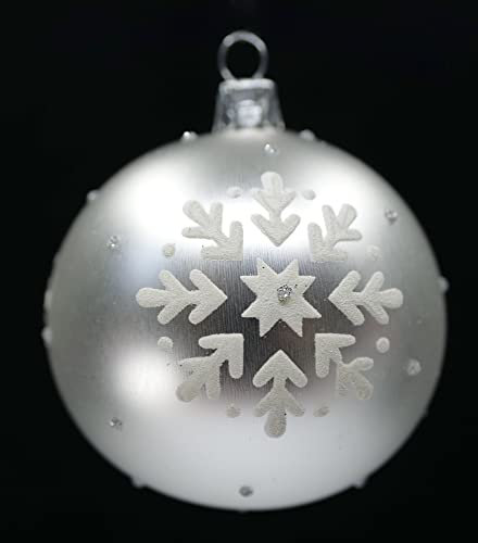 Juego de 6 Bolas Decorativas (Ø 7 cm) de Vidrio soplado y Decorado a Mano para árbol de Navidad