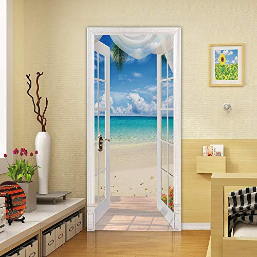 3D Türtapete Selbstklebend Türaufkleber - LANDSCHAFT - Tür Poster PREMIUM PVC Wasserfest Wandtattoo Für Schlafzimmer Wohnzimmer Tür Dekoration Tapete 77 x 200 cm