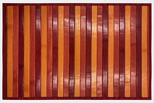 TAPIS BAMBOU BOIS PASSAGE ANTIDÉRAPANT LAVABLE ÉCHAISE 50x175 cm ROUGE
