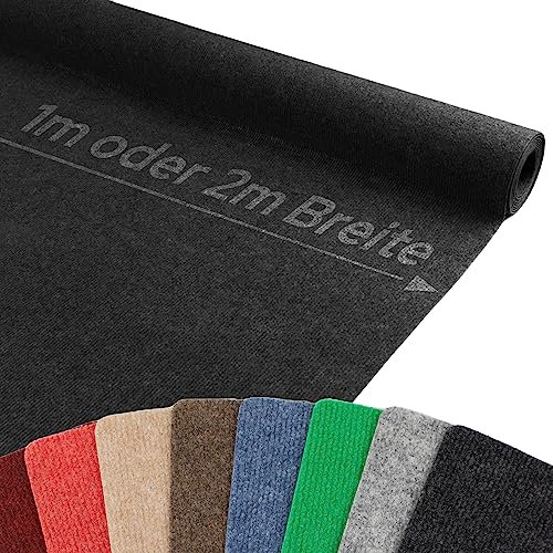 Primaflor Event- & Messeteppich RIPS MALTA – Anthrazit - 100x400 cm – Robuster Nadelfilzteppich mit rutschfester, schalldämmender Oberfläche – ideal für den Innenbereich