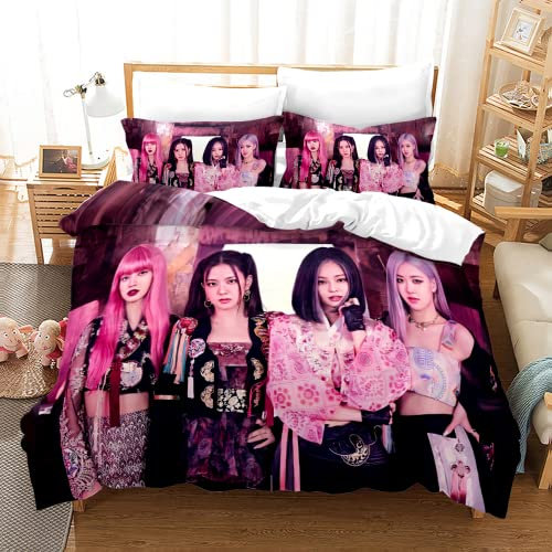 Bettwäsche 135x200 Mädchen Bettbezüge Set + 1 Kissenbezüge 80x80cm Karikatur Kinder BettenJugendliche Jungen Raumdekoration Schlafkomfort Niedliche Karikatur Bunte Blumendruck 2 Stücke