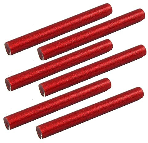 6x Heißklebesticks Glitzer 11mm x 10cm ROT zum Basteln Dekorieren Kleben für Heißklebepistolen (6x Rot)