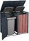 DWD Garden Double Wheelie Bin Hideaway 120L,240L Waste Bin,Storage Shed w/Locking Doors Assisted lift up Lid easy use Outdoor Hygienic Dustbin Unit Cover Powdercoated Steel Matt Grey Oak Slat Doors