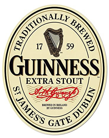 GUINNESS - Guinness-Logo - Dekorative Metallschild - Konturgeschnittenes Stahl-Blechschild - 36,5 x 45 cm - Legierter Stahl - Wandmontage