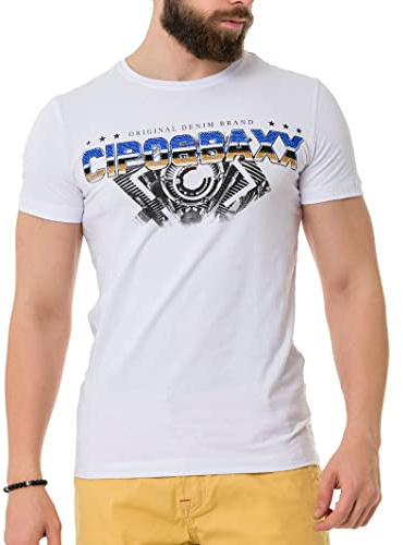 Cipo & Baxx Herren Prägedruck Print T-Shirt Kurzarm CT737