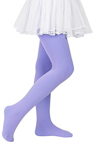 Durio Kinder Mädchen Strumpfhose Ballett Tanz Student Training Tanzstrumpfhose mit Fuß Kinderstrumpfhose lila Farbe 6-9 Jahre