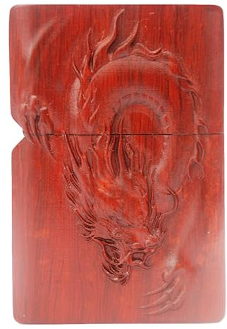 MEIDAI Feuerzeug aus natürlichem rotem Sandelholz, Palisander, austauschbar für Zippo (nur Hülle), kompatible Einsatzgröße 3,6 cm x 1,2 cm x 5 cm, Feuerzeuggehäuse (Drachenflug)