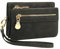 REETEE Portefeuille Femme Petit Porte Monnaie Femmes en Cuir PU Court Porte Feuilles pour Femme avec 10 Porte-Cartes, Portefeuilles Femme avec Zippé Pochette à Monnaie et Bracelet Amovible (Noir)