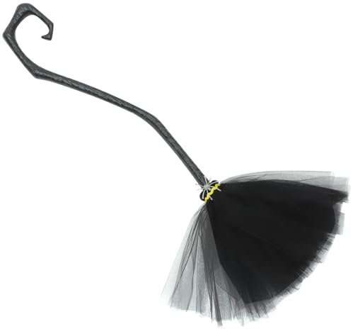 Abaodam Black Witch Broom Halloween Witch Broomstick Witch Wizard Cosplay Prop Witch Flying Dancing Broom Sticks Halloween Party Decor