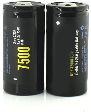 SZAJOR 32650 Lithium Battery 3.7V Lithium-Ion Battery 7500mAh Large Capacity Rechargeable Battery Flat Head with Magnet