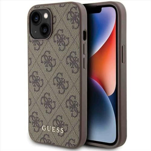 Guess GUHCP15SG4GFBR Hülle für iPhone 15 6.1 braun Hard case 4G Metal Gold Logo