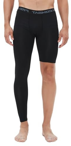 Herren Basketball Single Leg Tight Sporthose 1/2 One Leg Compression Pants Athletic Base Layer Unterwäsche, Schwarz-rechts-lang, Groß