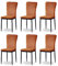 JaHECOME 6er Set Esszimmerstühle mit Samt-Bezug, hoher Rückenlehne, Gitter Leichtbau Design, Essstuhl mit Metallbeine, für Esszimmer Küche Wohnzimmer (6, orange)