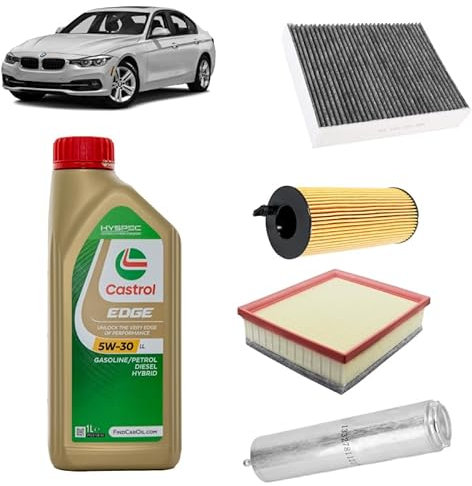 Kit tagliando 4 filtri + 5L olio Edge 5W30 per BMW Serie 3 F30 316d 318d 320d 325d 2011+