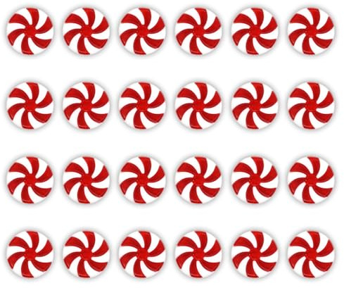 24Pcs Cute Christmas Lollipop Ornament Sweet Smooth Christmas Swirl Candy Decoration Durable Acrylic Candy Ornament Hanging Pendant (Red and White)