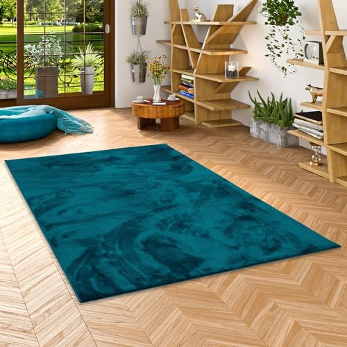 Luxus Super Soft Hochflor Langflor Teppich Flauschig Weich Wohnzimmer Schlafzimmer Melia Petrol