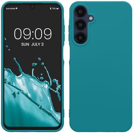 kwmobile Housse Compatible avec Samsung Galaxy A25 Coque - Housse de téléphone Protection Souple en Silicone - pétrole Mat