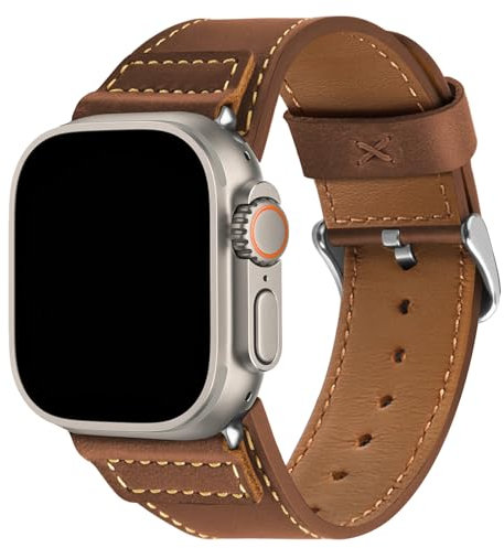 Wristitani Correa de piel auténtica vintage compatible con correa Apple Watch cuero 44mm 45mm 42mm 49mm 41mm 40mm 38mm, Correa de Repuesto Mujeres Hombres para iWatch Ultra 2 Serie 10 9 8 7 6 6 4 3 2
