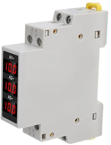 Amperometro Trifase LED Display Digitale Amperometro Ad Alta Precisione su Guida DIN con Ampio Intervallo di Misurazione, Display di Tendenza AC80‑500V 1‑100A