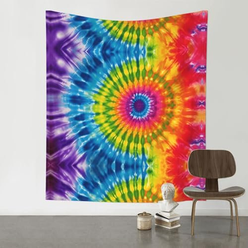 YYHWHJDE Batik-Tapisserie mit Regenbogen-Druck, für Innenbereich, 152,4 x 129,5 cm: weich, langlebig und leicht, geeignet zum Aufhängen an der Wand, Picknick-Tuch