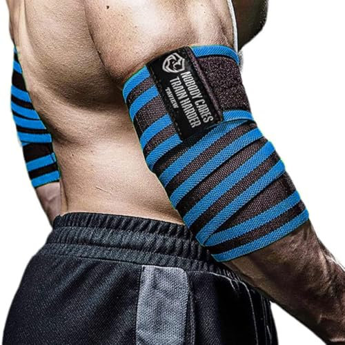 Ellenbogenbandagen für Gewichtheben (1 Paar), 119,4 cm, elastische Ellenbogenstütze & Kompression, Powerlifting, Fitness, Cross-Training & Gym Workout – Ellenbogenriemen für Gewichtheben