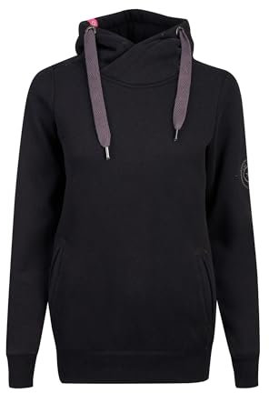 Salzhaut Damen Hoodie Pullover Sünn unifarben - Kapuzenpullover Pulli Sweater mit Kapuze in Schwarz Größe L