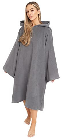 OHS Towel Poncho Adult Hooded Large Bath Swim Surf Beach Absorbent Dry Microfiber Changing Robe for Men Boys Quick Dry, Charcoal Grey
