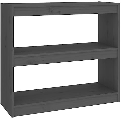 Bücherregal mit Stauraum, Standregal, Multifunktional Wohnzimmer Regal, Aufbewahrungsregal, Bodenstehendes, Büroregal, Raumteiler Grau 80x30x71,5 cm Massivholz Kiefer