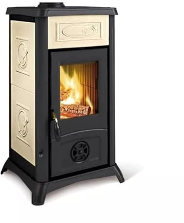 La zappa Stufa a legna in maiolica resistente a 750° 6 kW mm. 460x495xh.840 (Liberty panna)
