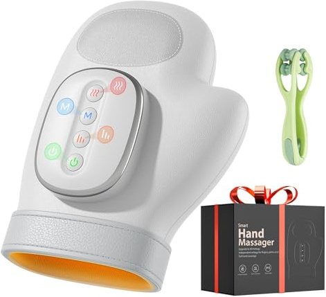 WUX Hand Massager with Heat Compression Relief, 3 Massage 4 Temperatures 5 Compression Models Therapy Glove, Arthritis & Wrist Carpal Tunnel Muscles Pressure Point Therapy, Ideal Gifts for Women/Men