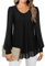 Gemulate Ladies Evening Chiffon Tunic Top for Women - Long Sleeve Black Party Top to Wear With Leggings UK - M
