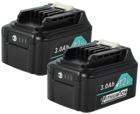 vhbw 2x Battery Replacement for Makita BL1021B, BL1041B, BL1040, BL1040B, BL1040B-2, BL1041, BL1021B-2 for Power Tools (3000 mAh, Li-Ion, 12 V)