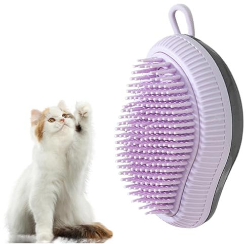 Shampoo Bürste Bubble Brush für Baden Hundeseife mit Seifenspender Dusche Bürste Silikon für Haustiere Hunde Katzen Doggie (Lila)