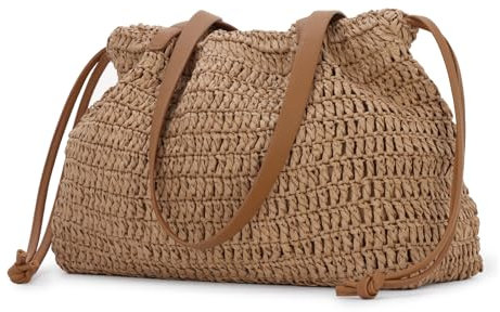 Jywmsc Borsa da Spiaggia Estiva in Paglia per le Vacanze Borsa a Tracolla Intrecciata per le Donne