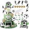 22 Pack Soccer Cake Toppers Realistic Microcosm Football Player Competition Cupcake Toppers Round Mini Ball Cake Picks for Football Theme Baby Shower Kids Birthday Party Cake Decorations Supplies