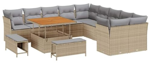 vidaXL Garten-Sofa-Set 13 pcs Beige Poly-Rattan, Garten und Terrasse, Moderne Möbel, langlebige Sitzgelegenheiten, Sofaset, Liegen, entspannen im Freien.
