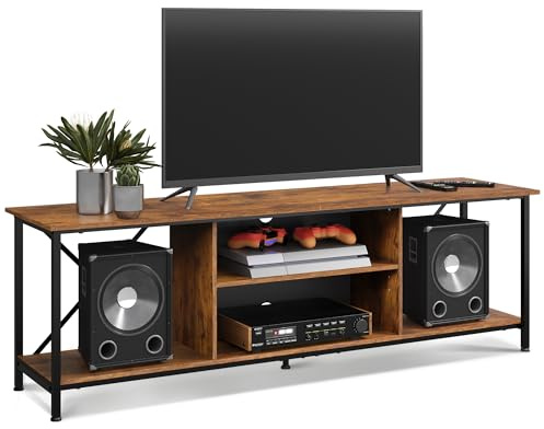 WLIVE TV Unit 160cm, TV Stand Cabinet up to 70, Storage, Rustic Brown