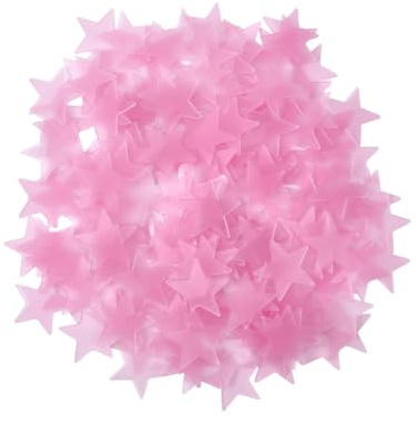 BEAMARKER 200 Stück Rosa Im Dunkeln Leuchtende Sterne Aufkleber Für Die Decke Leuchtende Kunststoff Wandaufkleber 3D Sternenhimmel Wandbilder Schlafzimmer Heimdekoration Nachtlicht DIY Wandkunst Zimme