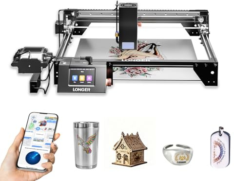 LONGER RAY5 40W Laser Engraving Machine, High-Speed Desktop CNC Engraver with 3.5 Colour Touchscreen and Offline Control, DIY Engraving for Metal, Glass, Wood and Acrylic, 385 x 385 mm Working Area